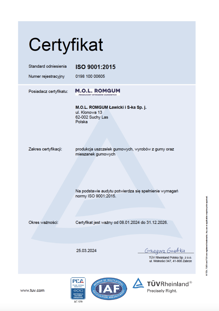 certyfikat polska MOL
